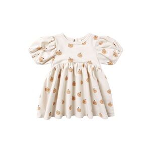 Quincy Mae Darla Smiley Pumpkin Babydoll Dress Fall cream 4T 5T